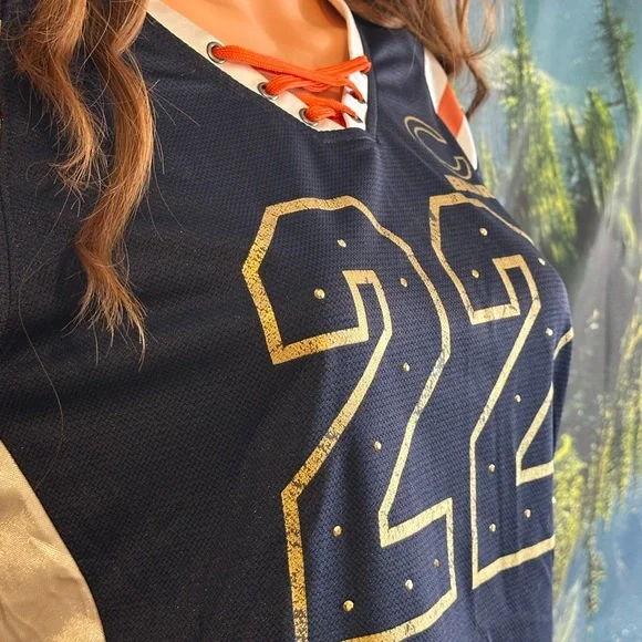NFL Team Apparel Navy Jersey with White and Orange Details Chicago Bears Forte - Picture 4 of 13